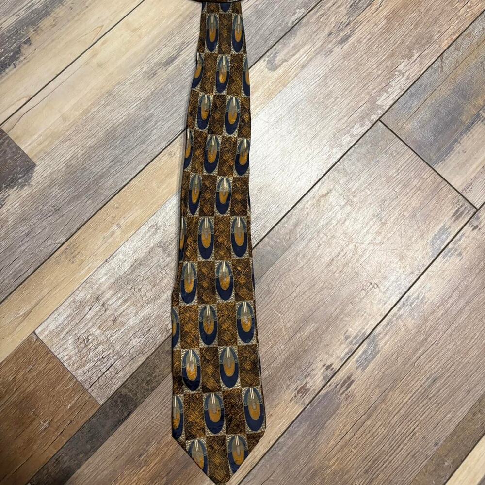 Brown colorful abstract silk tie| Workwear | Office |Prom